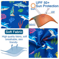 UPF 50+ Baby Boys Swimsuit with Sun Hat-Blue Shark