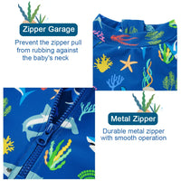 UPF 50+ Baby Boys Swimsuit with Sun Hat-Blue Shark