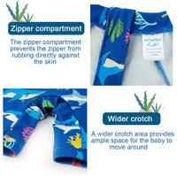 UPF 50+ Baby Boys Swimsuit with Sun Hat-Blue Shark