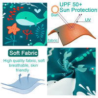 UPF50+ Baby Boy Swimwear with Sun Hat-Green Whale