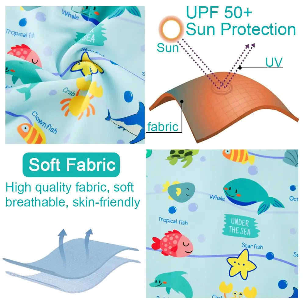 UPF 50+ Baby Boys Sunsuit Infant Swimsuit with Sun Hat-Marine Life