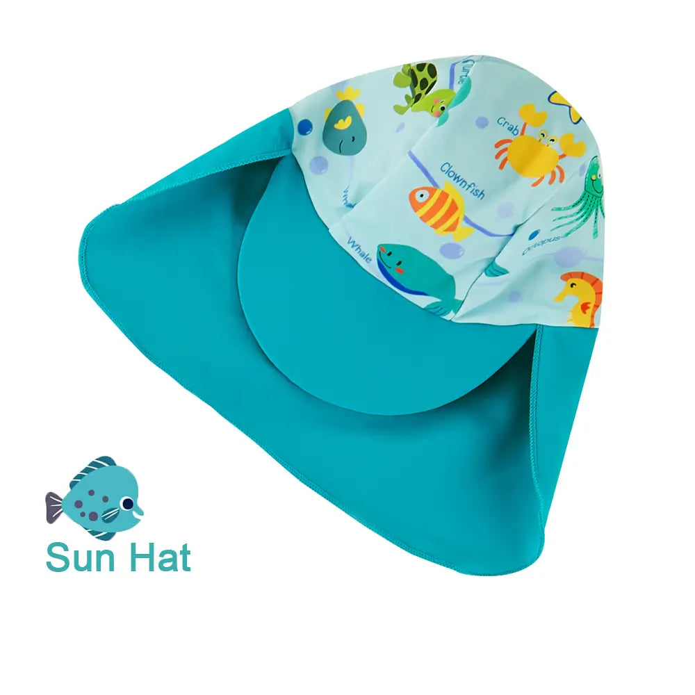 UPF 50+ Baby Boys Sunsuit Infant Swimsuit with Sun Hat-Marine Life
