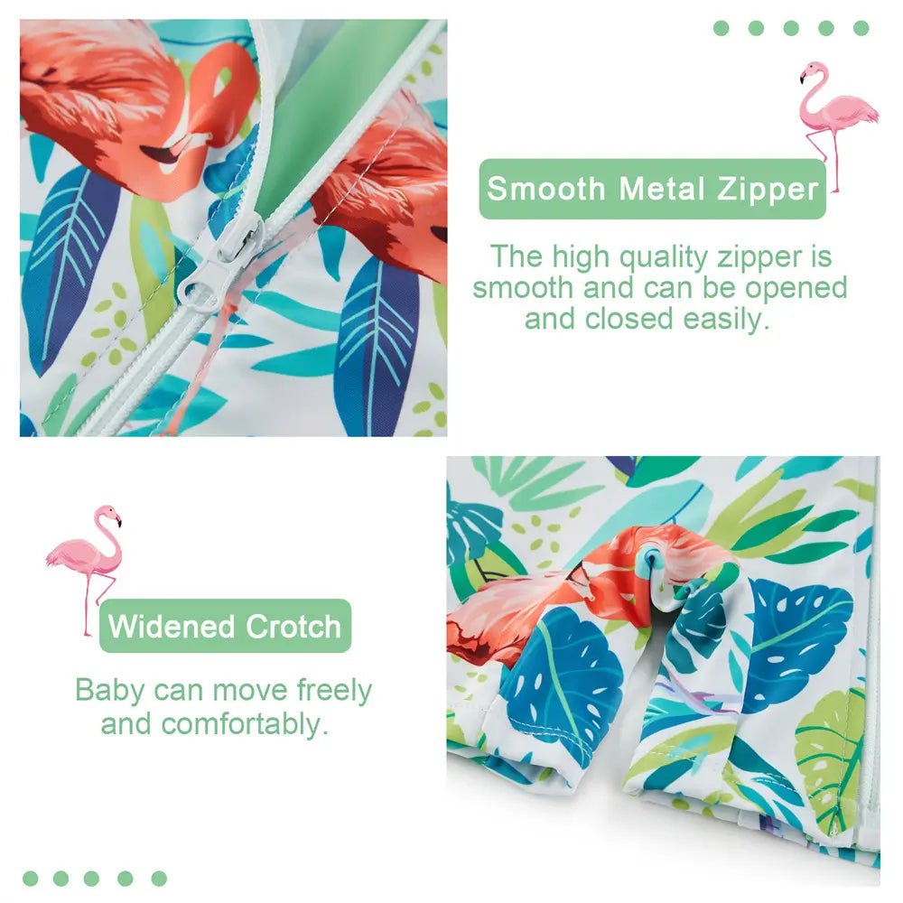 UPF 50+ Baby Girl One-piece Swimsuit Toddler Sunsuit-Flamingos