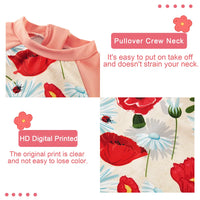UPF 50+ Baby Girl Snap Swimsuit Infant Sunsuit-Red Flower