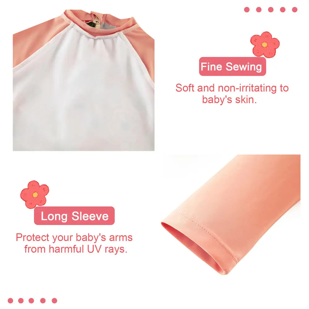 UPF 50+ Baby Girl Snap Swimsuit Infant Sunsuit-Red Flower