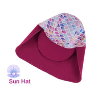 UPF 50+ Baby Girl Swimsuit Set with Snap & Sun Hat-Mermaids