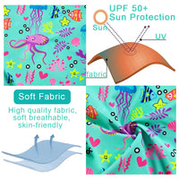 UPF 50+ Baby Girl Sunsuit Set with Sun Hat-Blue Octopus