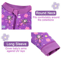 UPF 50+ Baby Girl Snap Swimsuit with Sun Hat-Flower Fairy