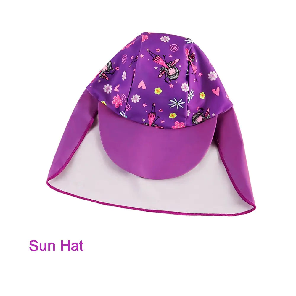 UPF 50+ Baby Girl Snap Swimsuit with Sun Hat-Flower Fairy