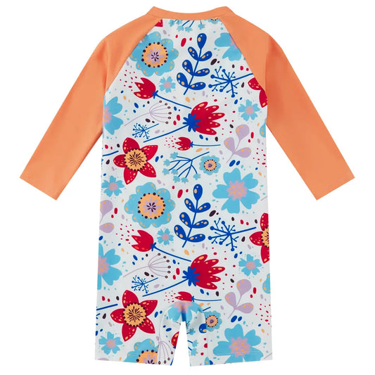 Baby Girl Swimsuit UPF50+ Full Zipper One Piece Sunsuit-Sunflower