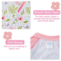 UPF 50+ Baby Girls Swimsuit with Full Zipper-Pink Flower