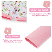 UPF 50+ Baby Girls Swimsuit with Full Zipper-Pink Flower