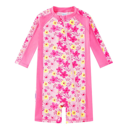 Baby Girls One Piece Sunsuit UPF 50+ Swimsuit-Pink Flower