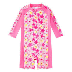 Baby Girls One Piece Sunsuit UPF 50+ Swimsuit-Pink Flower