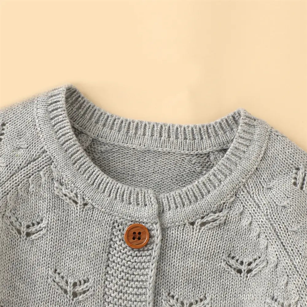 Baby One-Piece Button Sweater with Hat Toddler Cardigan Set
