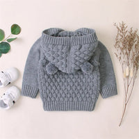 Baby Warm Knit Hooded Sweater Soft Cardigan with Button