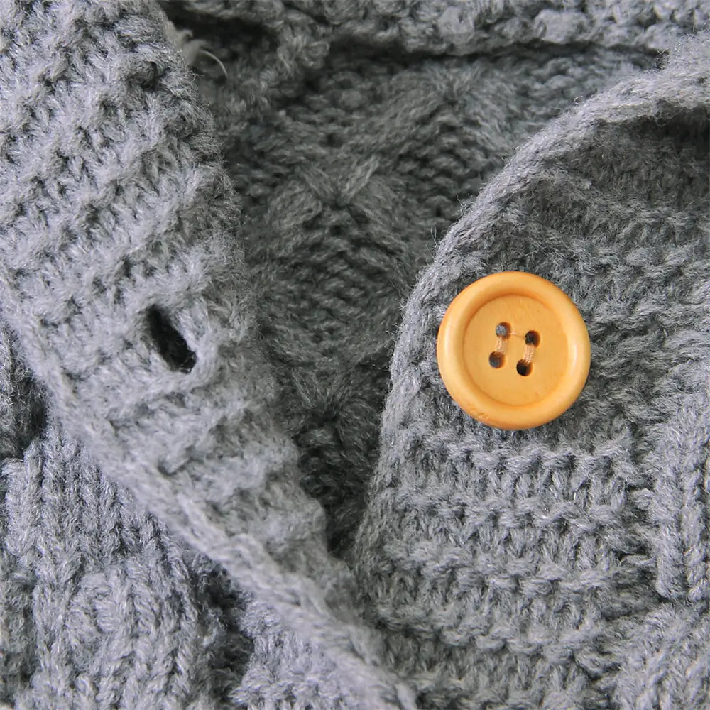 Baby Warm Knit Hooded Sweater Soft Cardigan with Button
