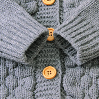 Baby Warm Knit Hooded Sweater Soft Cardigan with Button