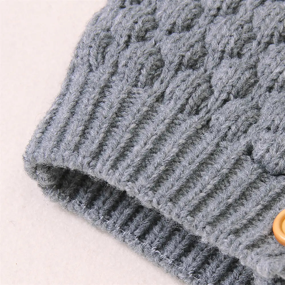 Baby Warm Knit Hooded Sweater Soft Cardigan with Button