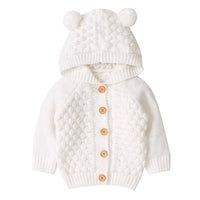 Baby Warm Knit Hooded Sweater Soft Cardigan with Button