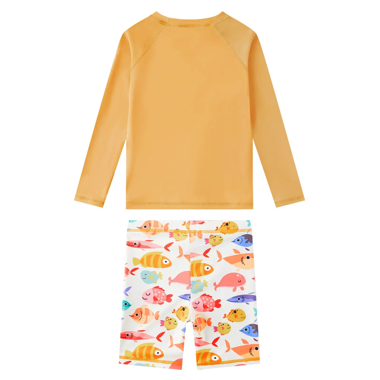 Boy 2 Piece Rash Guard Set Toddler Swimwear with Swim Short-Many Fish