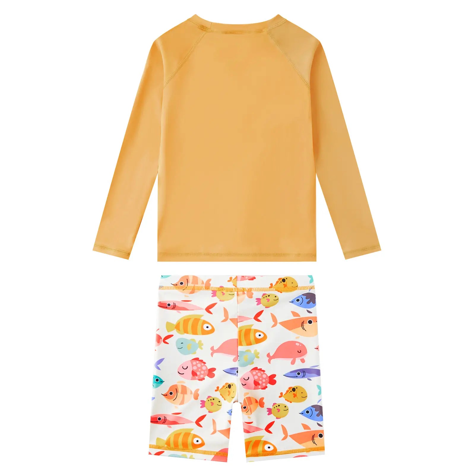 Boy 2 Piece Rash Guard Set Toddler Swimwear with Swim Short-Many Fish