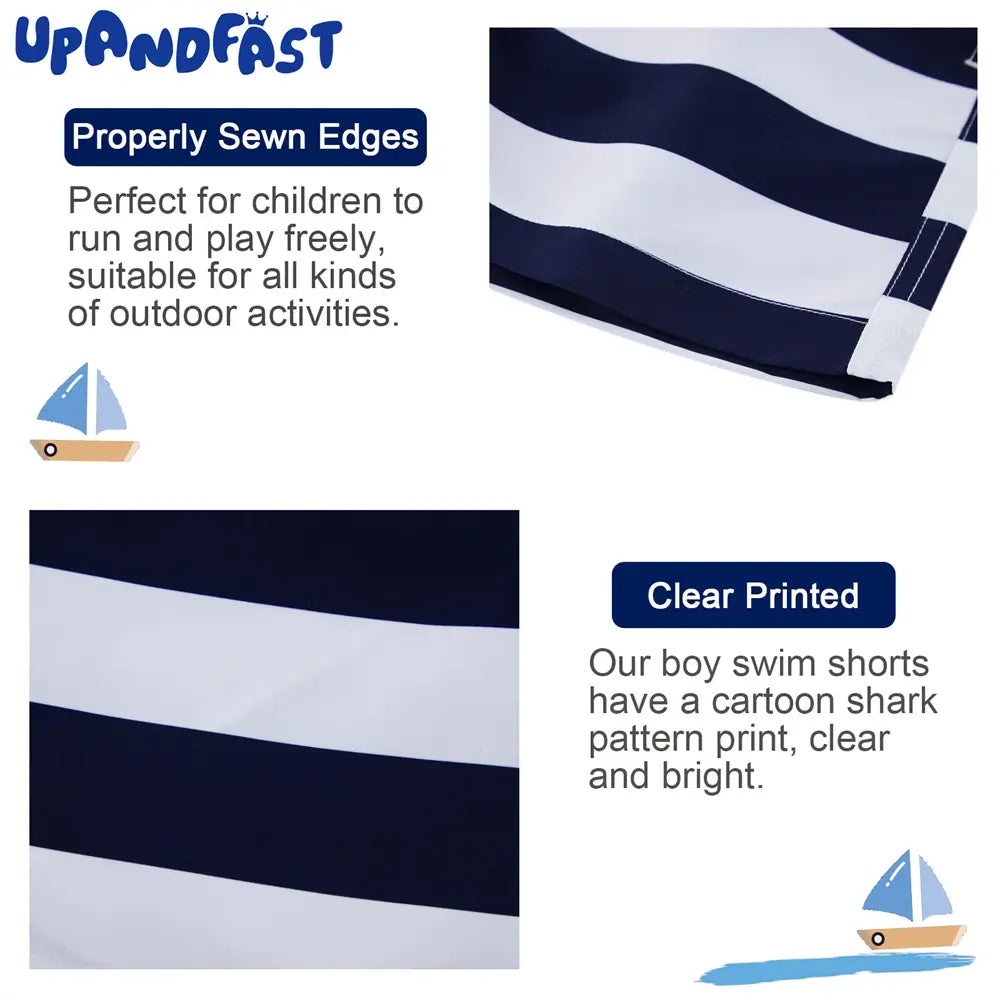 UPF 50+ Boys Swim Trunks Toddler Beach Shorts-Striped