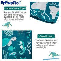 UPF 50+ Boys Swim Trunks Kids Swimsuit-Green Whale