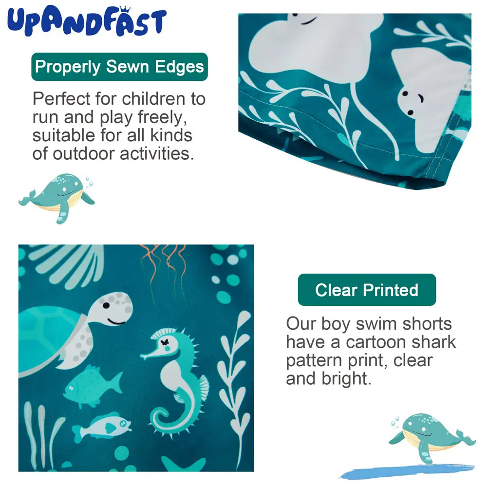 UPF 50+ Boys Swim Trunks Kids Swimsuit-Green Whale