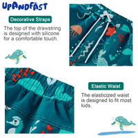 UPF 50+ Boys Swim Trunks Kids Swimsuit-Green Whale