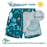 UPF 50+ Boys Swim Trunks Kids Swimsuit-Green Whale