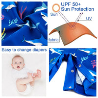 UPF 50+ Baby Boys Swimwear with Snap Buttom-Blue Shark