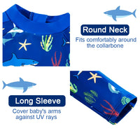 UPF 50+ Baby Boys Swimwear with Snap Buttom-Blue Shark