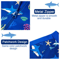 UPF 50+ Baby Boys Swimwear with Snap Buttom-Blue Shark