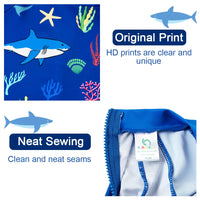 UPF 50+ Baby Boys Swimwear with Snap Buttom-Blue Shark