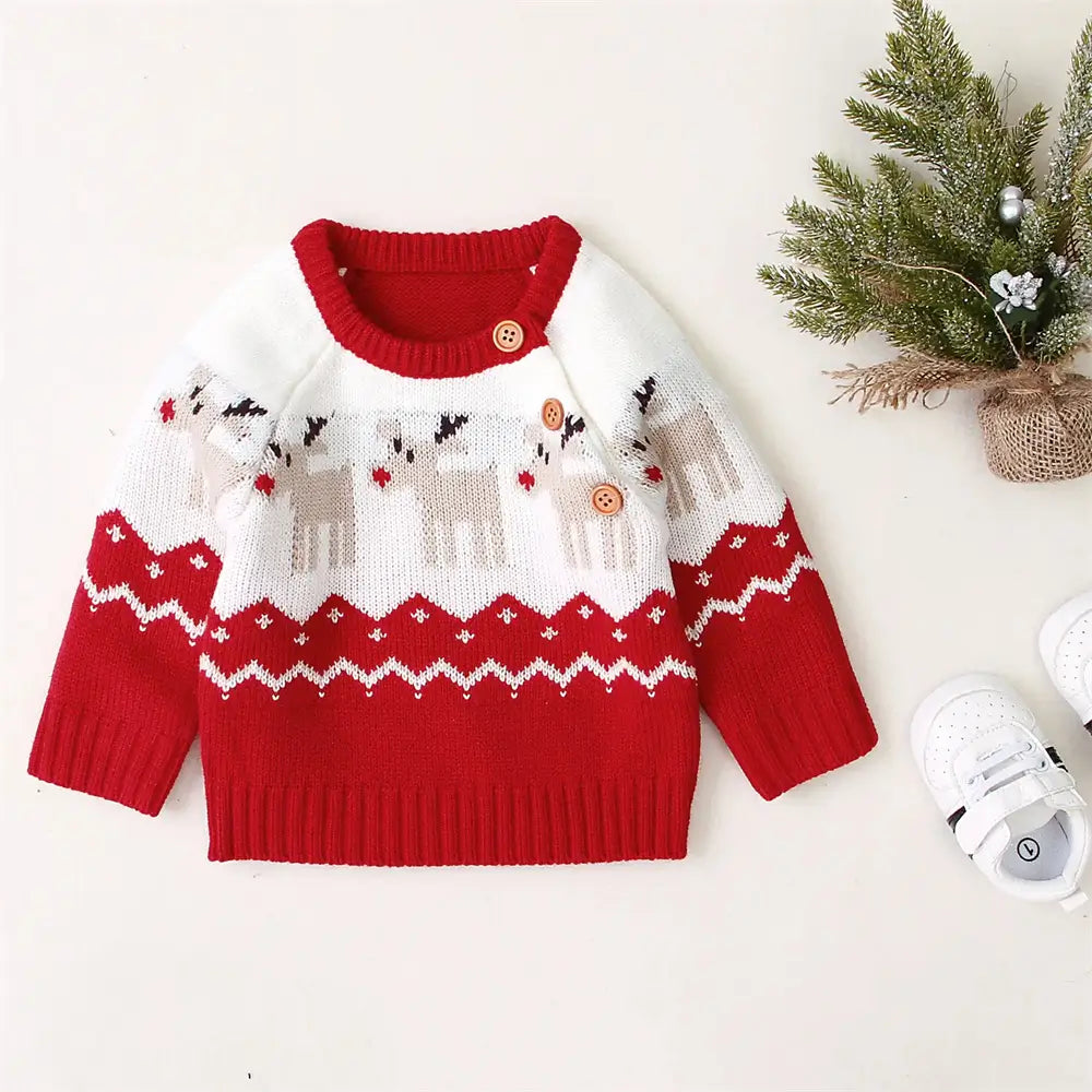 Christmas Baby Sweater Knit Reindeer Cardigan for Toddler Girl Boy upandfast