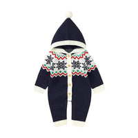 Christmas Snow Cardigan Baby One Piece Hooded Sweater