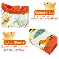 UPF 50+ Baby Boy One Piece Sunsuit with Hat-Orange Bird