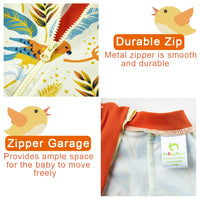 UPF 50+ Baby Boy One Piece Sunsuit with Hat-Orange Bird