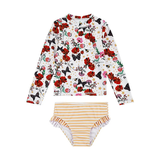 Girl Rash Guard Set UPF 50+ Swimwear Floral Print