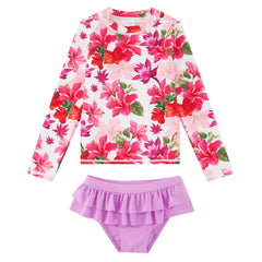 Girl Rash Guard UPF 50+ Toddler Split Swimsuit 2 pieces-Multifloral