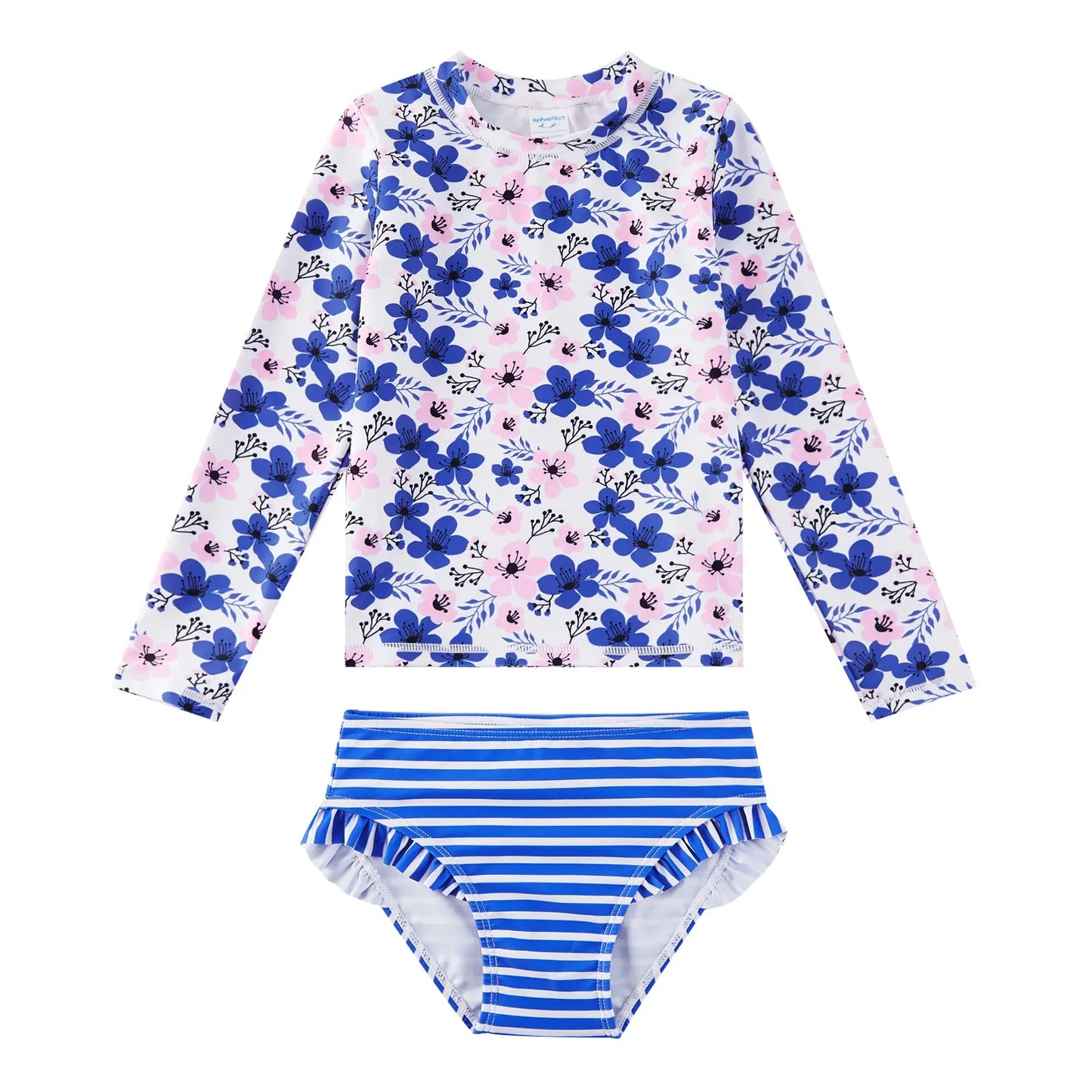 Girls Rash Guard Set UPF 50+ Swimsuit with Bikini Bottom