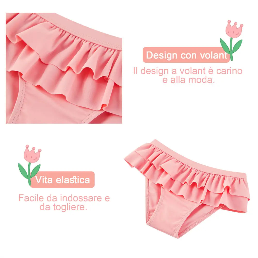 UPF 50+ Kids Girls Swimwear Rash Guard Set-Pink Flower