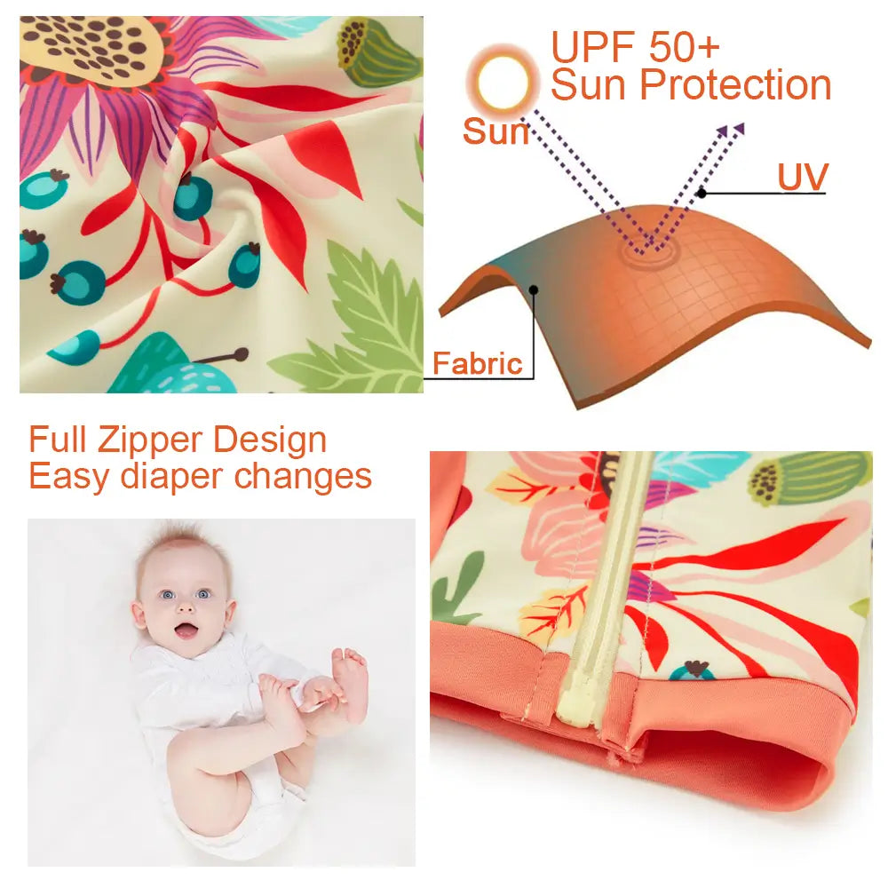 UPF50+ Swimwear Infant Full Zipper Bathing Suit-Hot Summer