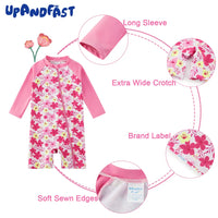 UPF 50+ Recyclable Baby Girl Swimsuit with Hat-Rose Flower