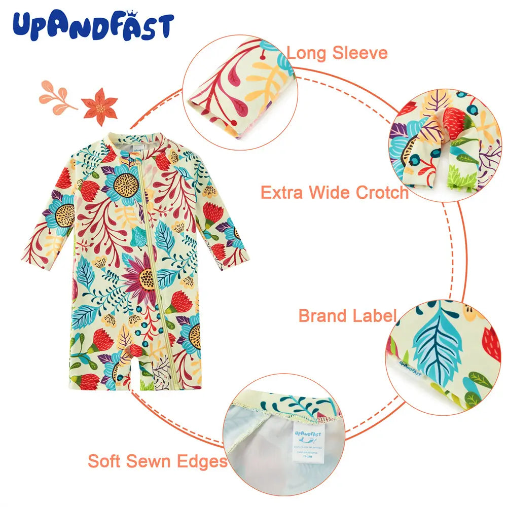 UPF 50+ Recycled Toddler Girl Swimsuit with Sun Hat-Hot Summer