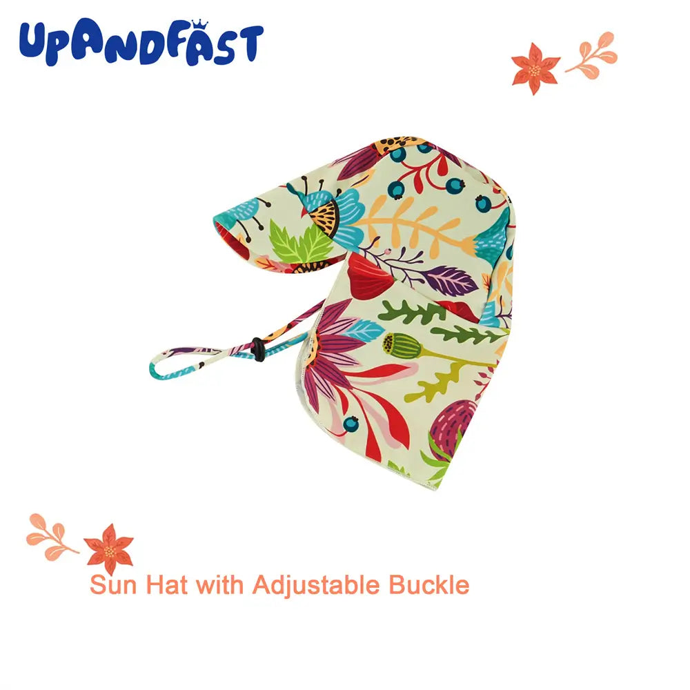 UPF 50+ Recycled Toddler Girl Swimsuit with Sun Hat-Hot Summer