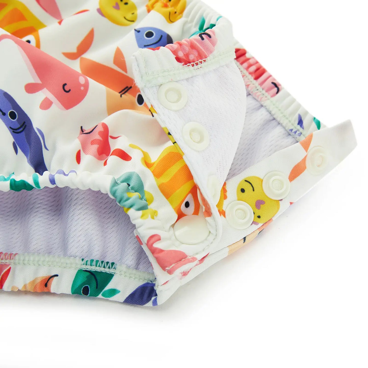 Reusable Baby Boy Swim Diaper with UPF 50+ & Snap-Many Fish