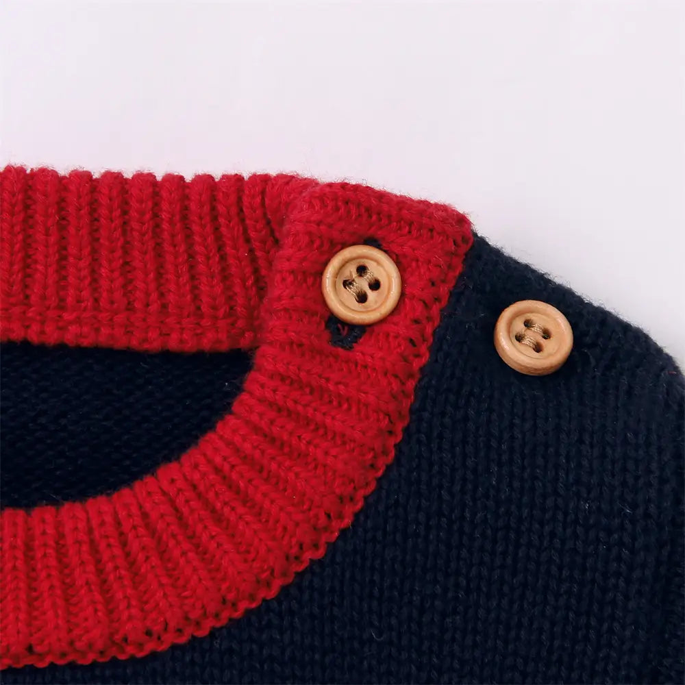 Stripe Infant Sweater with Button Acrylic Baby Pullover-Bear