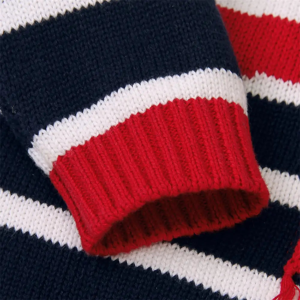 Stripe Infant Sweater with Button Acrylic Baby Pullover-Bear